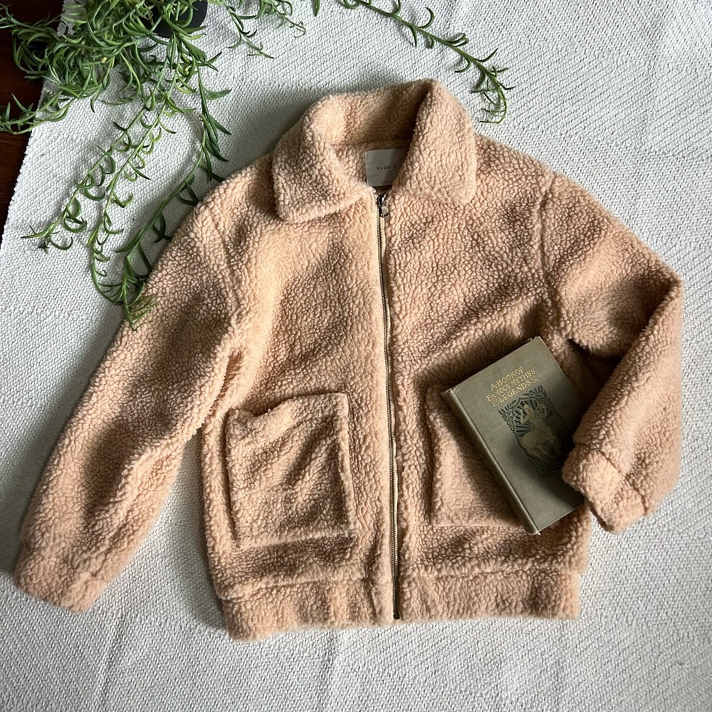 Elodie Faux Shearling Tan Teddy Zip Up Jacket Women’s Small